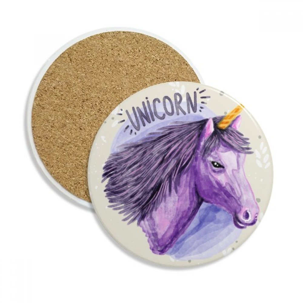 Licornes Coaster anti-traces céramique violette absorbante pour mug et verre 2Pcs
