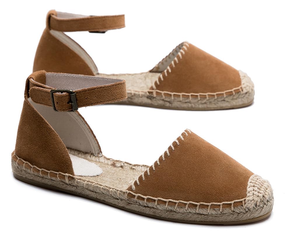 Image of Women's Espadrille FLat Sandals Closed Toe Ankle Wrap,Classic Lace Up Summer Dressy Flat Shoes