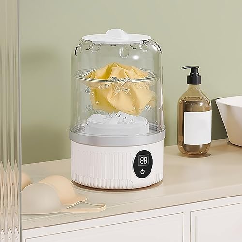 Miniatura 9 de TARSHYRY Lavadora de ropa interior, mini lavadora portátil recargable, pequeña máquina de lavandería inalámbrica para bebé, ropa, ropa interior,