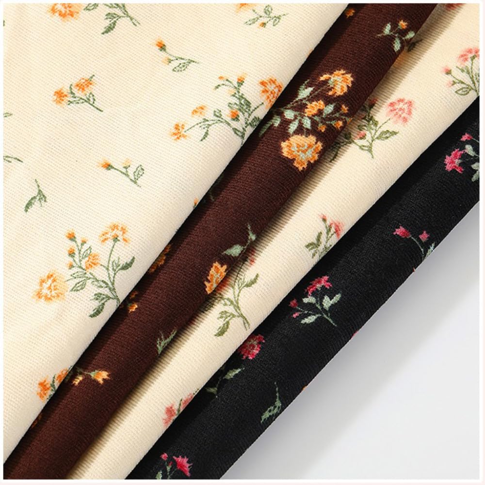 3m Cordstoff Breit 150 cm Blumenstoff Stoff Meterware mit Blumenmuster Bekleidungsstoff Meterware Dekostoff für DIY Nähen Kunsthandwerk Heimtextilien Kleidung Röcke Loungewear,Aprikose A