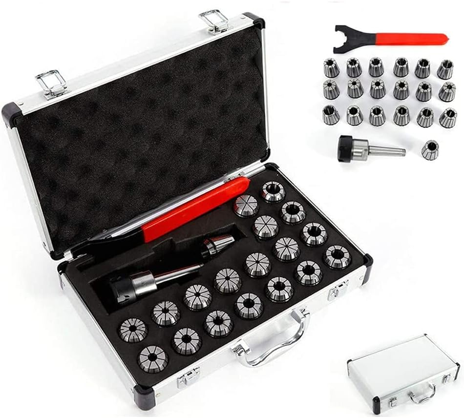 21pcs ER32 Spring Collet Set Spring Steel Chuck Tool MT2 Shank Wrench Spanner with Box for CNC Workholding Engraving Millling Machine Lathe Tool (MT2 ER32 M10)