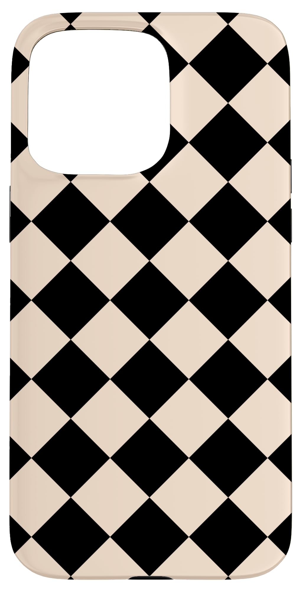 Checkerboard Checkered Squares Diamonds Black Cream Pattern Case for iPhone 15 Pro Max