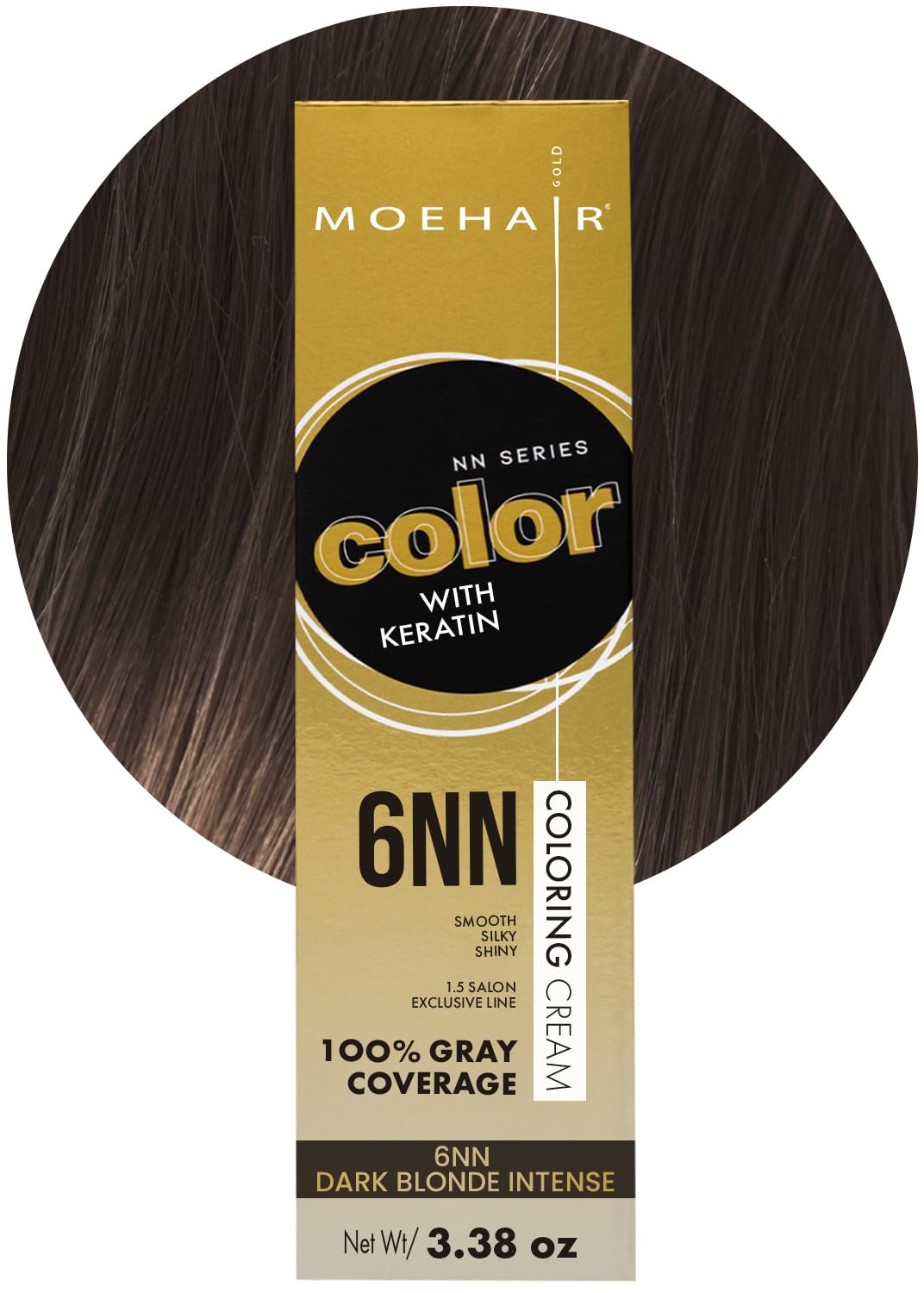 MOEHAIR6NN Permanent Hair Color (Dark Blonde Intense) | Hair Color for 100% Gray Coverage | Infused with Keratin | Adds Shines & Smoothens Hair | Non-Drippy | Double Pigmented (3.38 Oz)