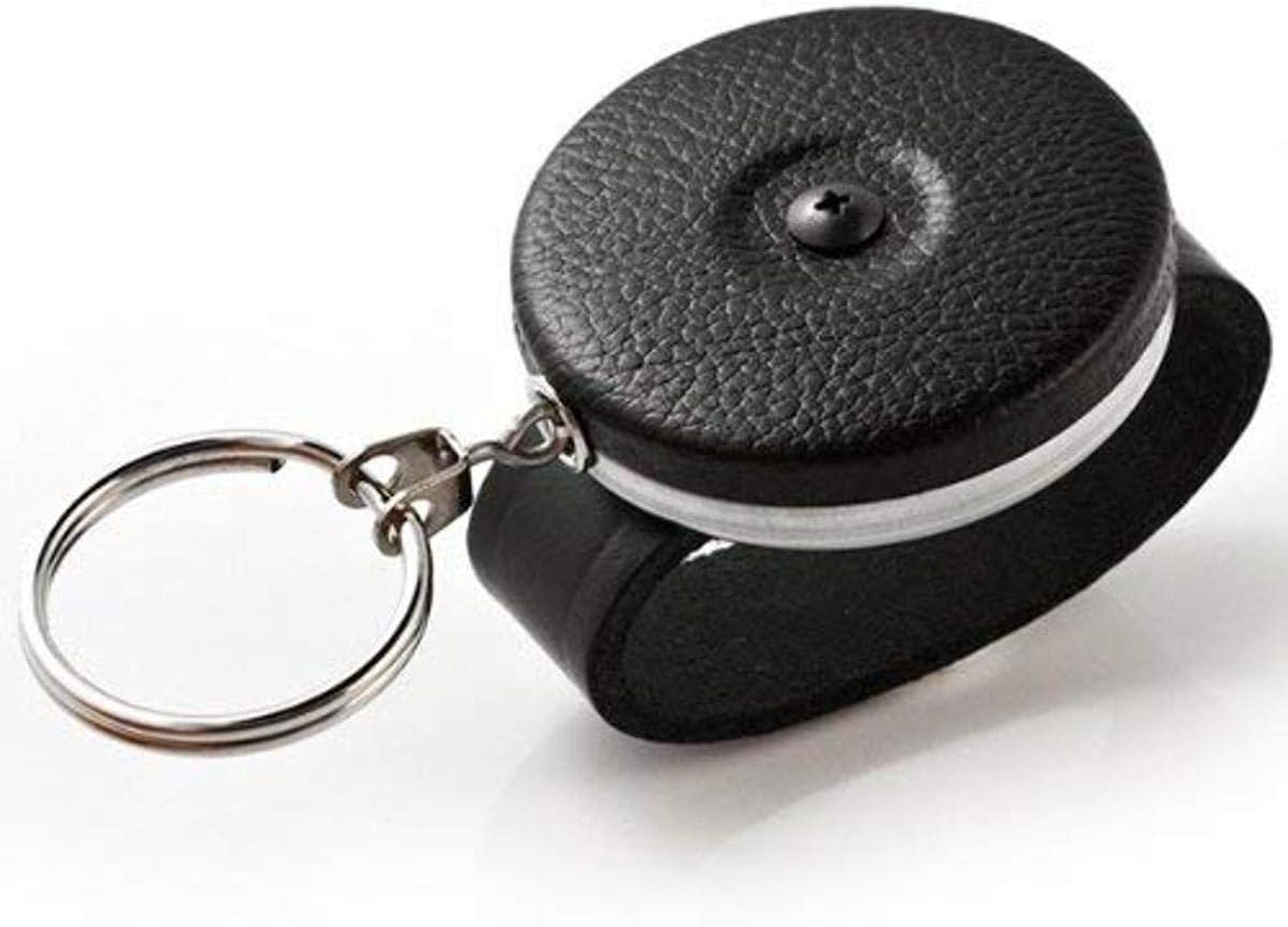 KEY-BAK DUTY-GEAR Retractable Key Holder with 24" Stainless Steel Chain, Chrome Front, 2.25" Leather Belt Loop, 8 oz. Retraction, Split Ring