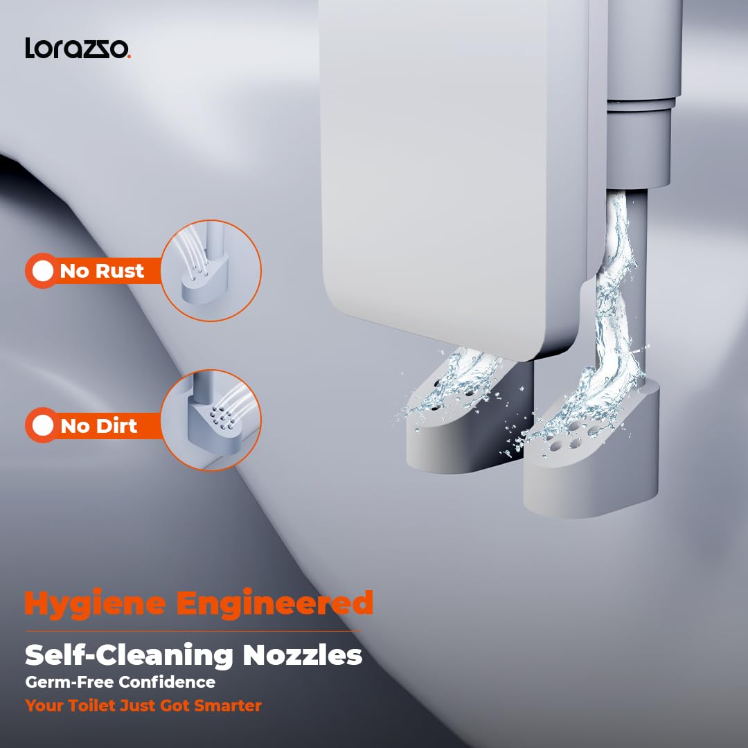 Lorazzo Pulse® Bidet | Smart Toilet Attachment with Dual Nozzle (Front & Rear) | Bidet Spray for Toilet | Self-Cleaning, Adjustable Pressure, Easy DIY Install | 3-Year Lorazzo Limited Warranty 3