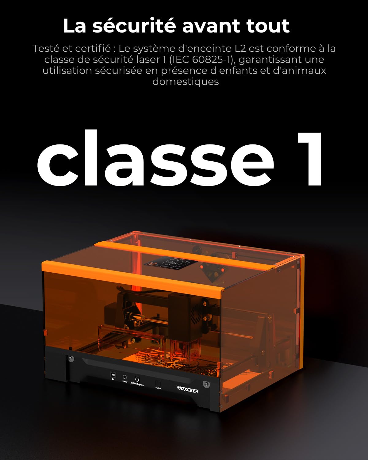 Machine a Graver Laser, L2 Flex 5,5 W Graveur Laser avec Boîtier Machine, Haute Précision Découpe Laser, Gravure et Découpe du Bois, du Métal et du Verre Convient aux Débutants (Classe 1, 5500 mW)
