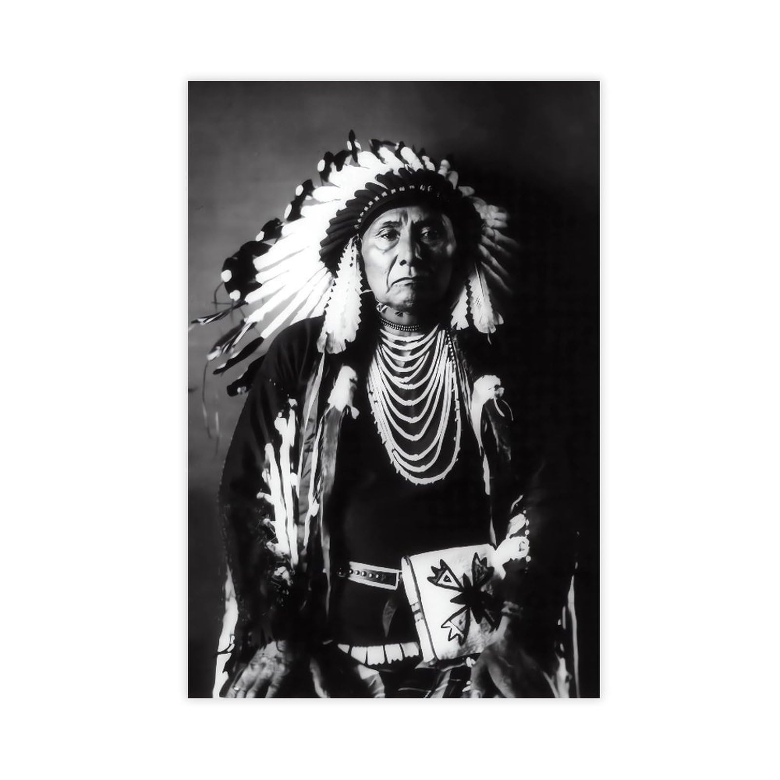 Qnvjqkdsi Unframe Native American Indian Chief Joseph Portrait Canvas Poster Bedroom Decor Landscape Office Room Decor Gift 20" L X 30" W