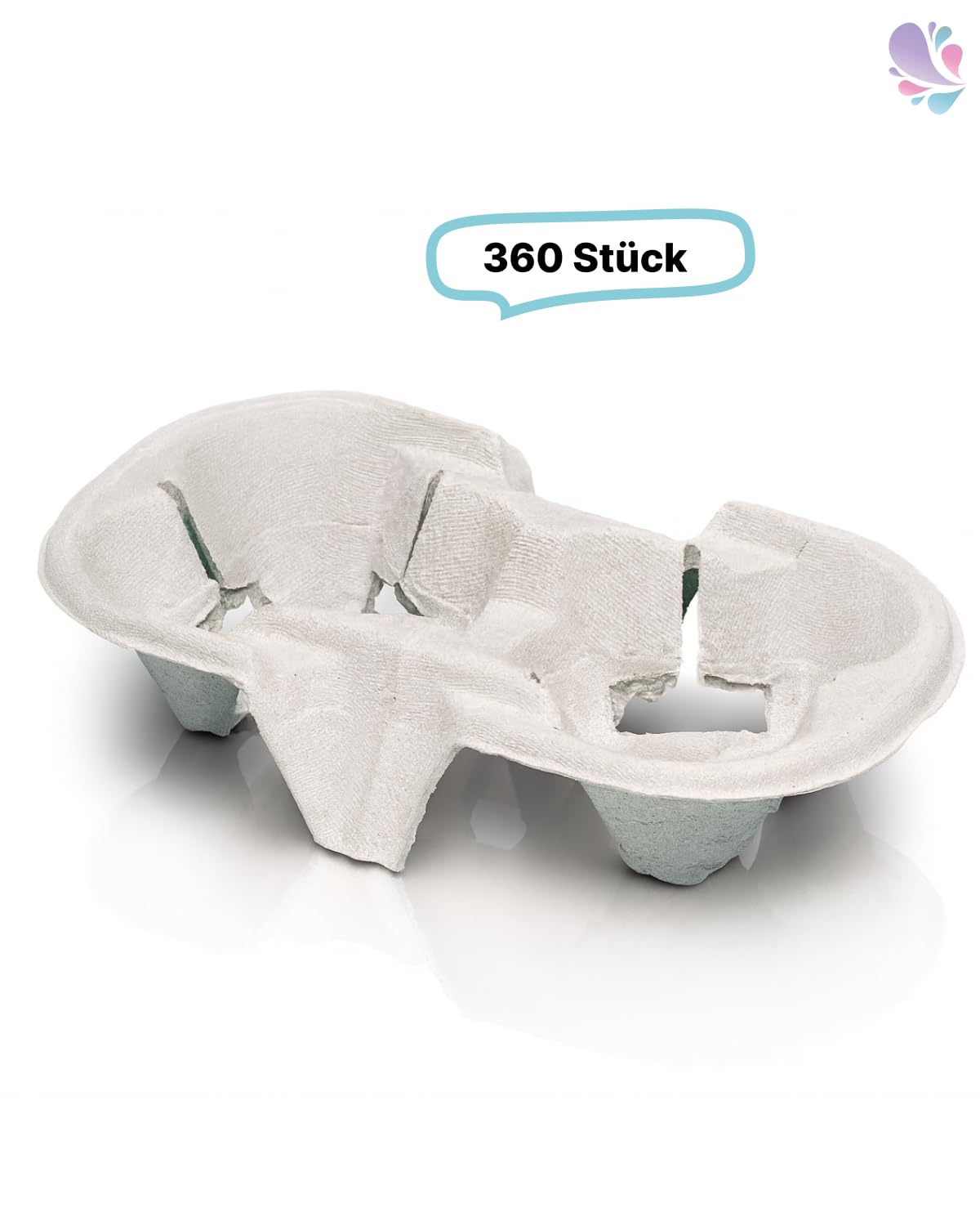 Chinet Becherhalter f 2 Becher 360 Stück | Für 2 Coffee-to-go-Becher, kompostierbar, aus Holzschliff & extra stabil