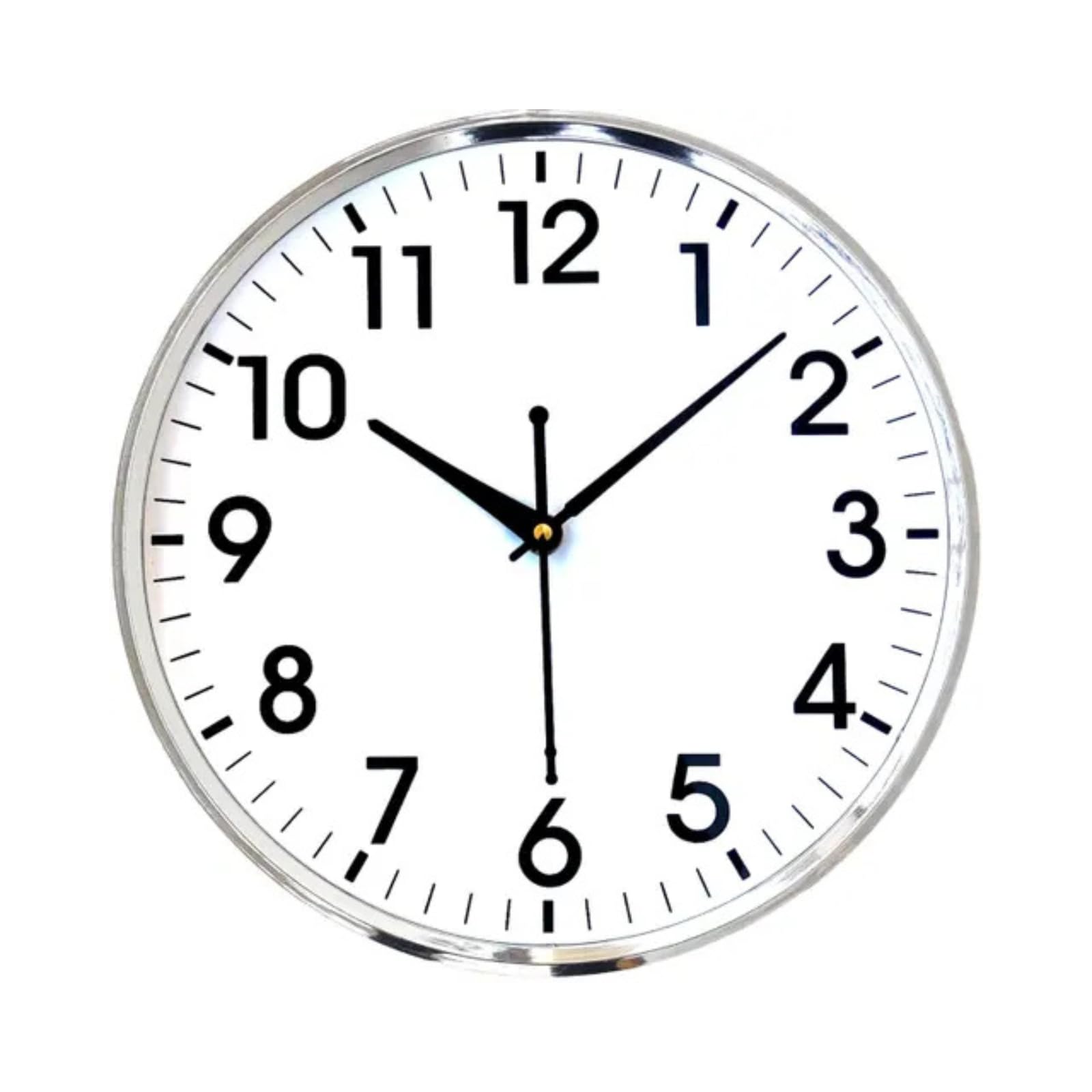 Wall Hanging Non-Ticking Round Wall Clock Modern Decorative Battery Operated Clock for Living Room, Bedroom, Kitchen & Office Large Easy-to-Read Wall Clock for Home Décor (Silver-26x26)