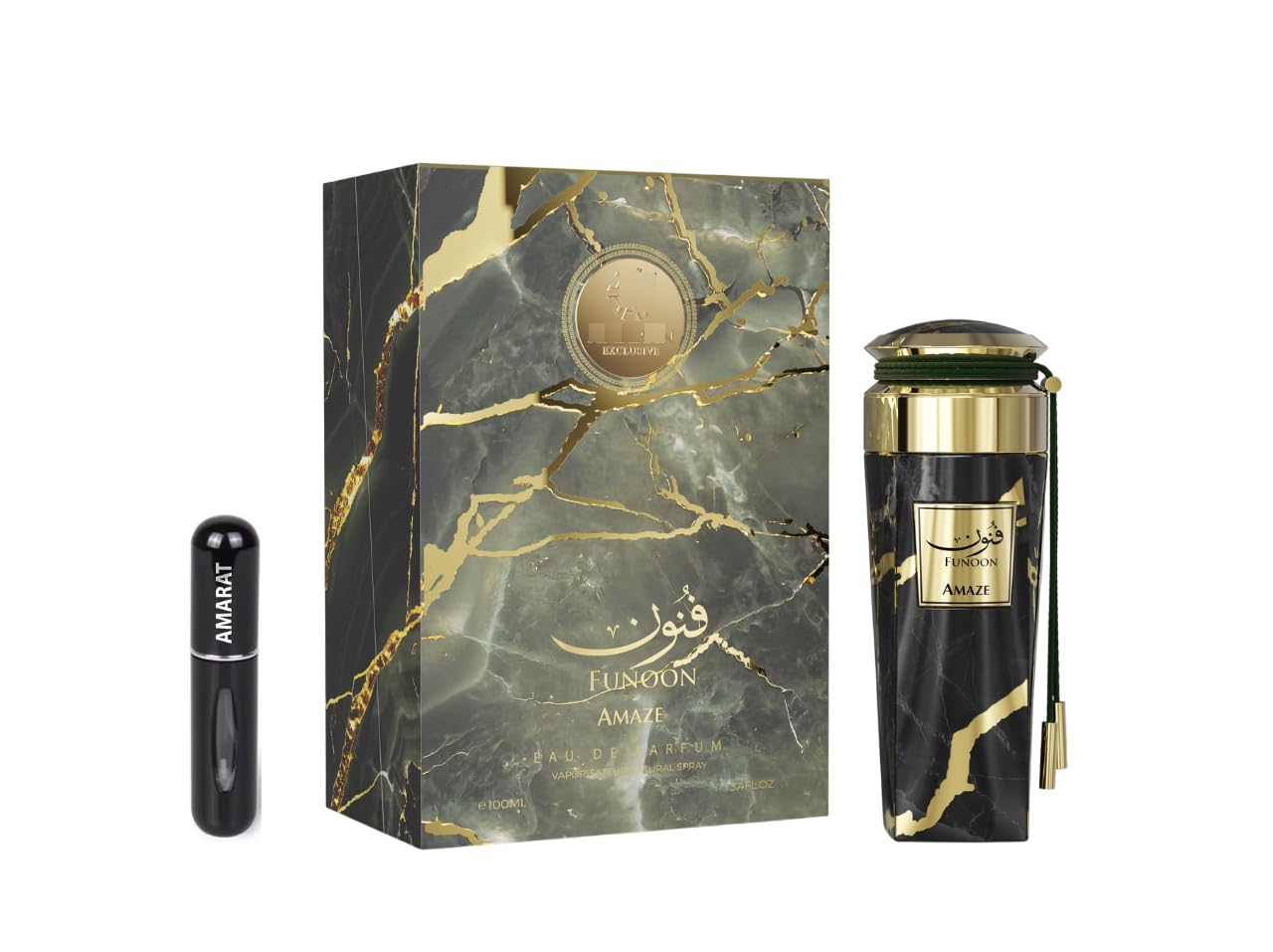 Funoon Amaze Eau de Parfum 100ml, Perfume Árabe Unisex de Larga Duración, Incluye Atomizador Recargable, Fragancia Fresca, Floral y Ambarado con Toques de Pomelo, Magnolia y Haba Tonka (Funoon Amaze)