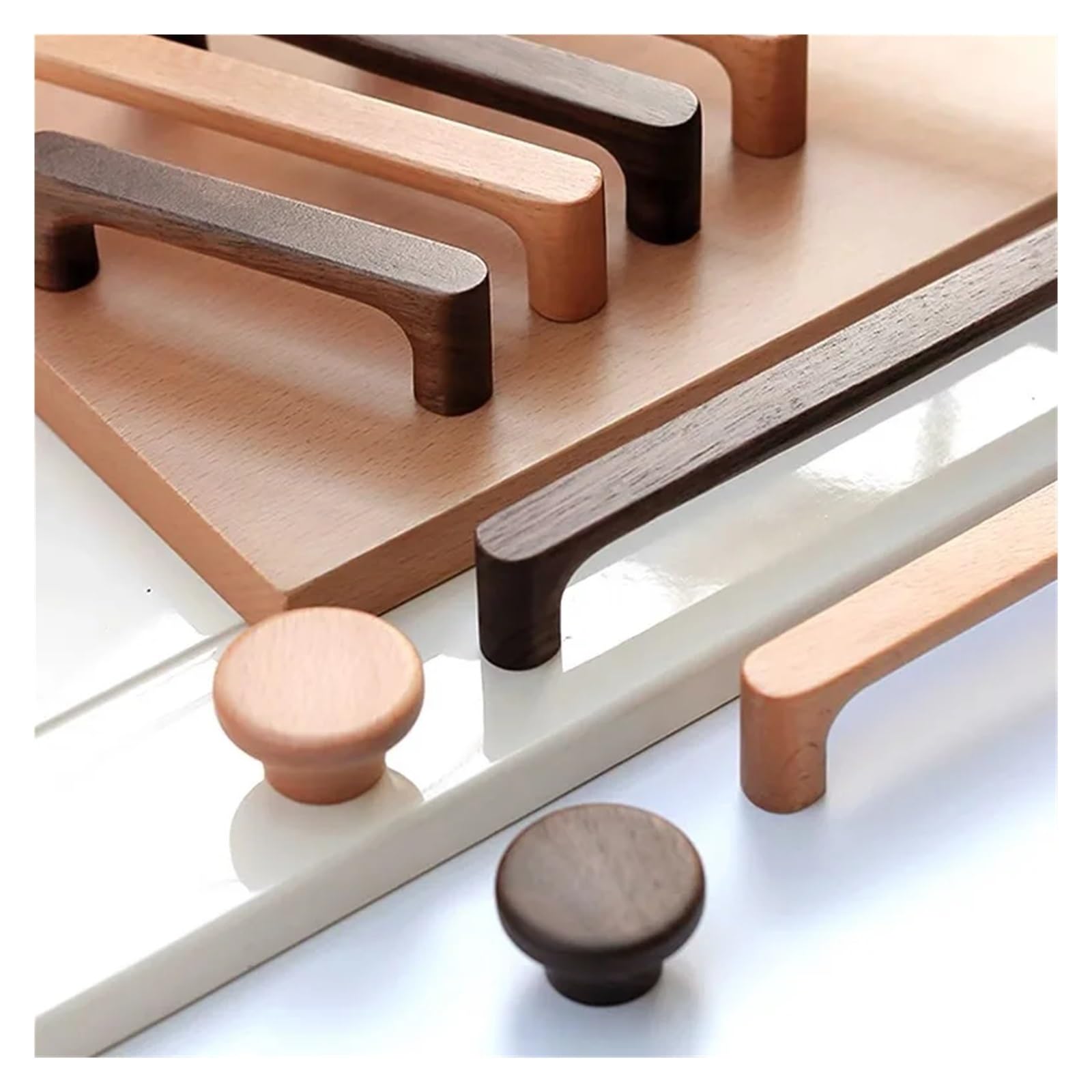 Tiradores para muebles de cocina 20 tiradores de madera for armarios, puertas cocina maciza, tocador(Beech-C128mm)