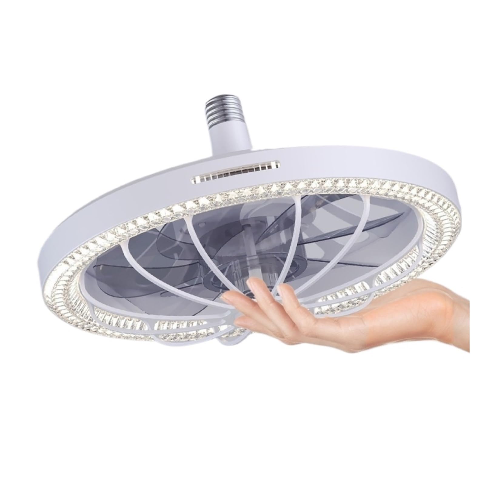 ERETYRET Fan Lamp Dimmable Living Room Bedroom Small Quiet Cooling(White)