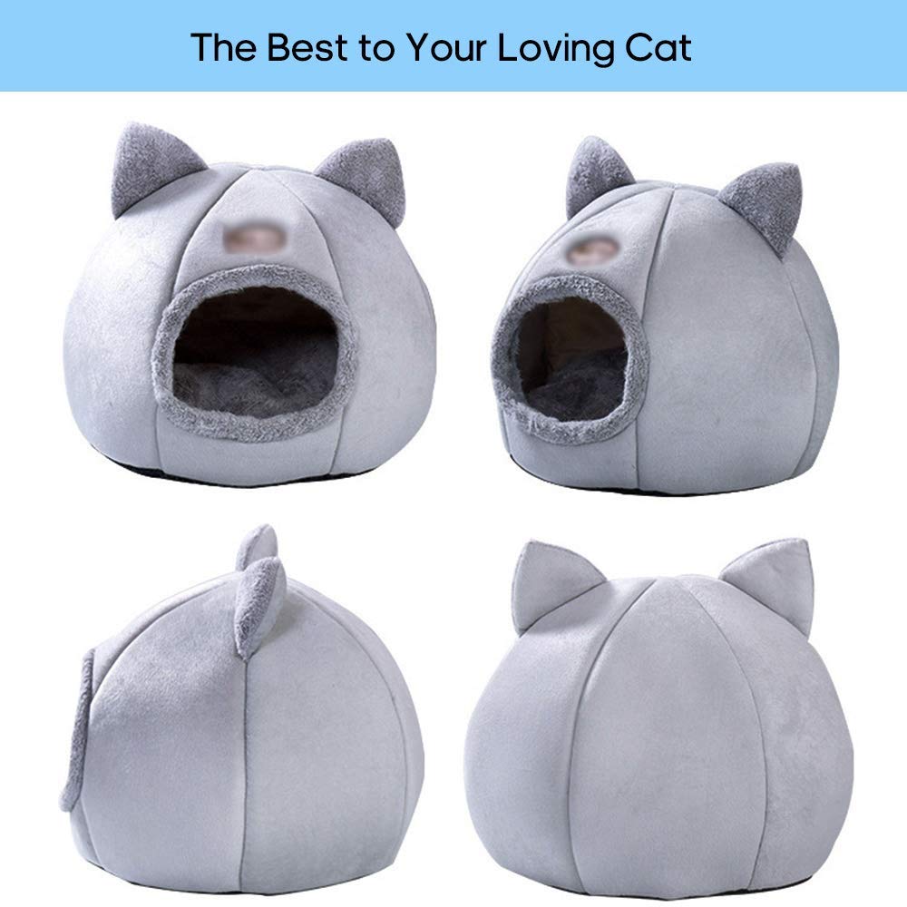 سرير دافئ للقطط بتصميم عش ناعم ومريح للحيوانات الاليفة في الشتاء، خيمة نوم شبه مغلقة للقطط والكلاب (XL (40 × 40 × 40 سم))