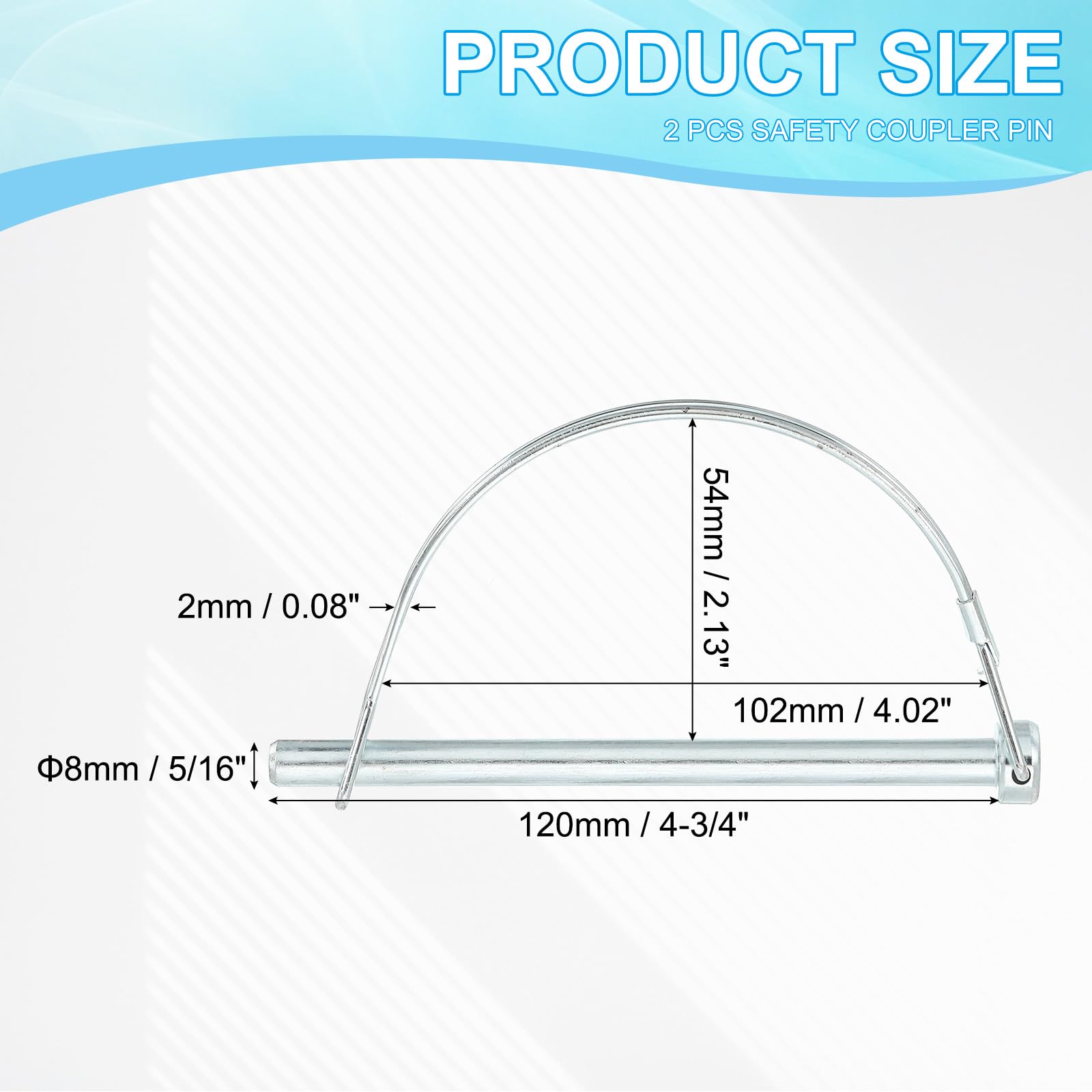 PATIKIL Trailer Coupler Pin 5/16x4-3/4x4.02"(D*L*IW) - Image 2