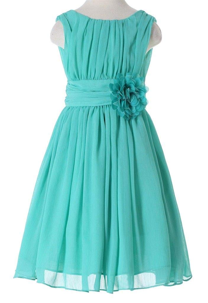 HAPPY ROSE Junior Bridesmaids Little Girls Elegant Ruffle Chiffon Summer Flowers Girls Dresses — view 3