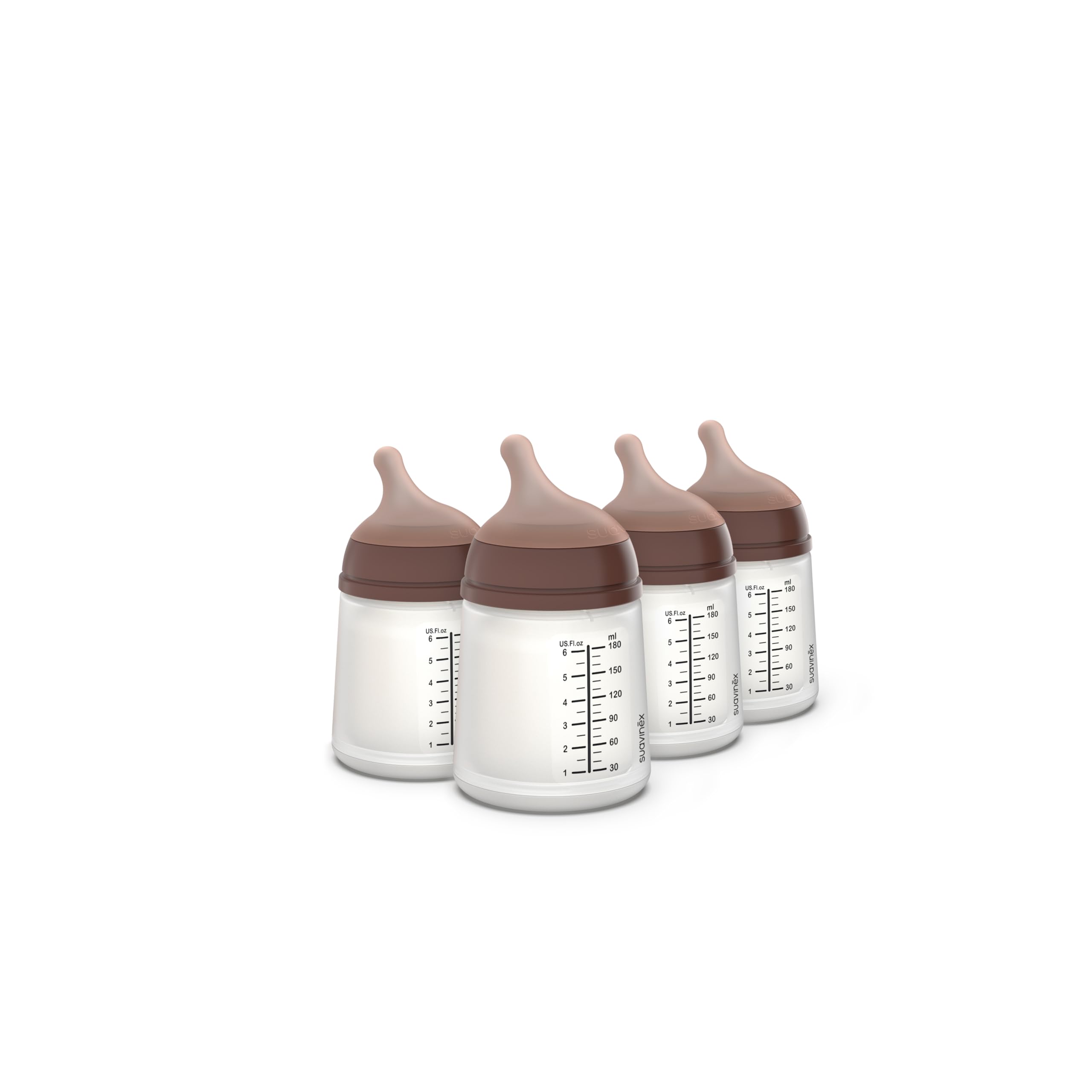 SuavinexZero Zero Anti Colic Baby Bottle, No 1 Spanish Baby Bottle Brand, Minimizes Bottle Rejection & Nipple Confusion, Perfect for Breastfeeding Babies, Adaptable Flow, 4 Pk 6 oz, Deep