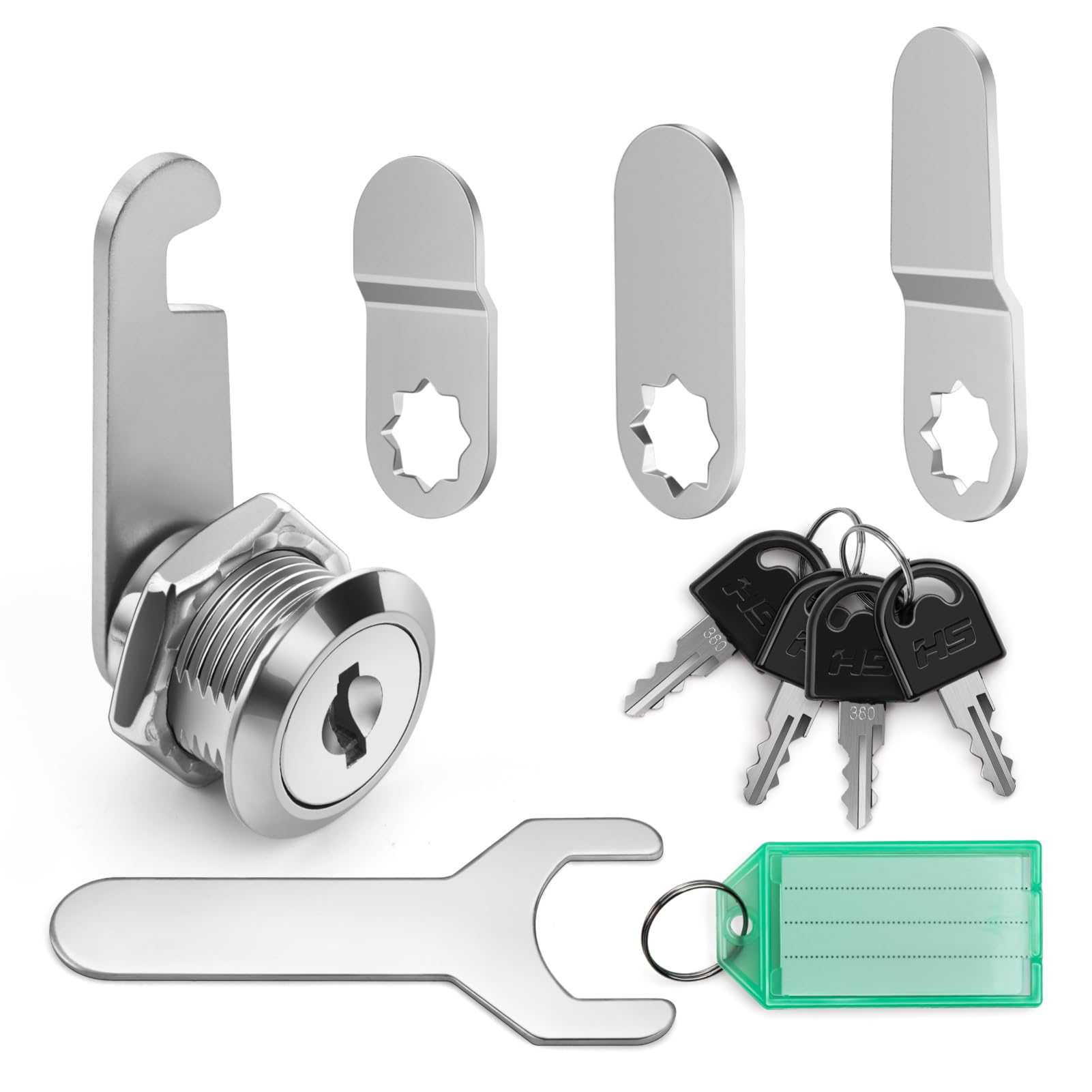 GlasFlength Cerradura Buzon 16mm, Cerradura de Buzón con 4 llaves y 4 Placas de Bloqueo Diferentes Cerradura de Palanca Cerradura de Leva para Puerta de Armario Buzón Archivos Escritorio de Oficina