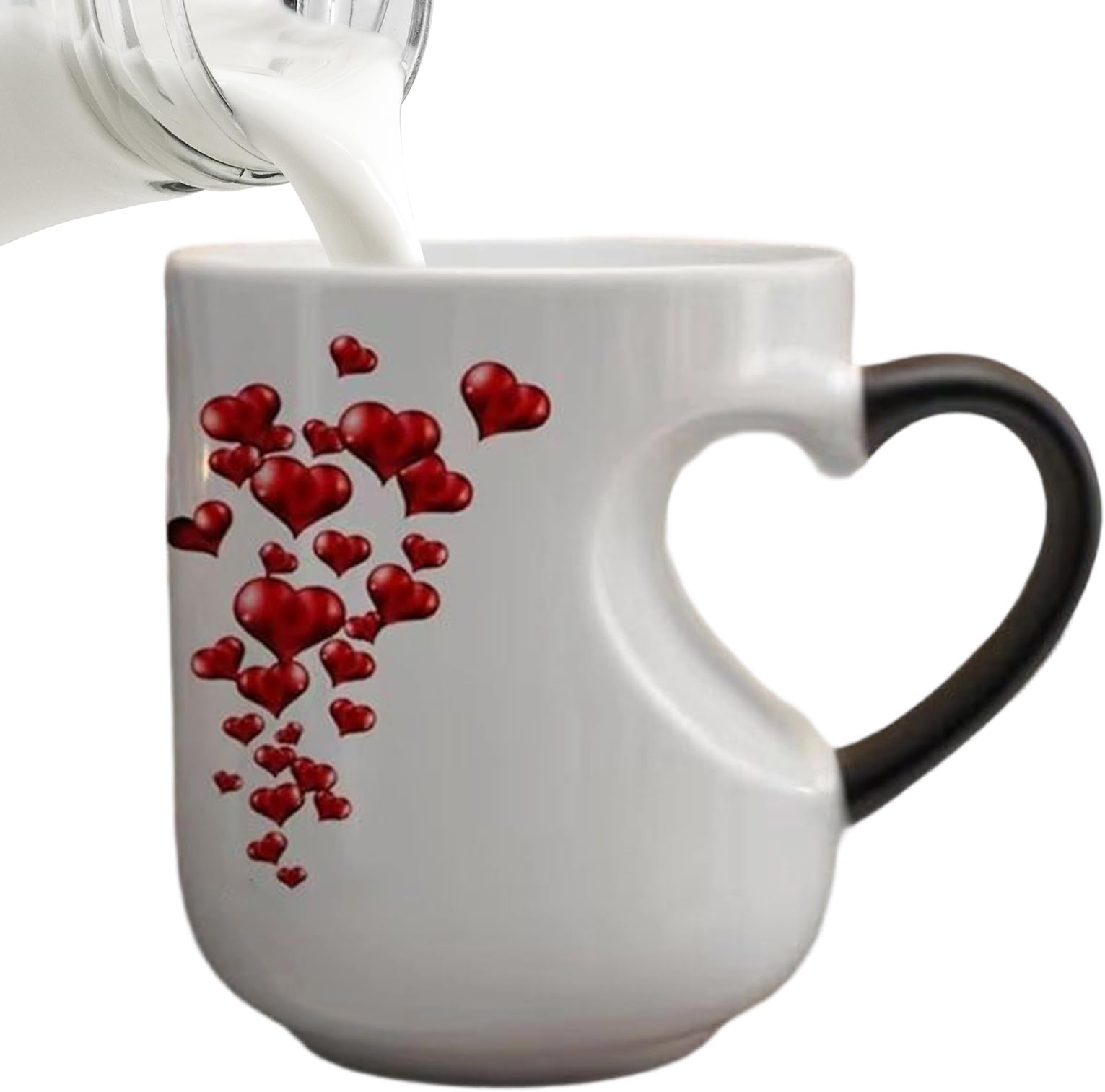– Color Changing Mug, Ceramic Hot Chocolate Cup, Heart Shape Handle Ceramic Funny Heat Changing Mugs, for Women Men Teen Kids Family Workplace Home Dorm Apartment