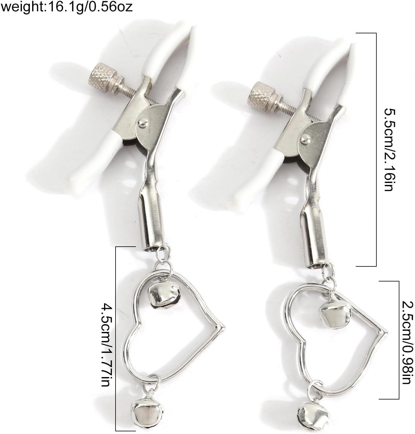 Nipple Clamp with Heart Bells Charm for Women Non Piercing Pressure Clip Sexy Bra Nipple Rings Nightclub Bikini Festival Rave Party Accessories Lingerie Chest Fake Body Jewelry