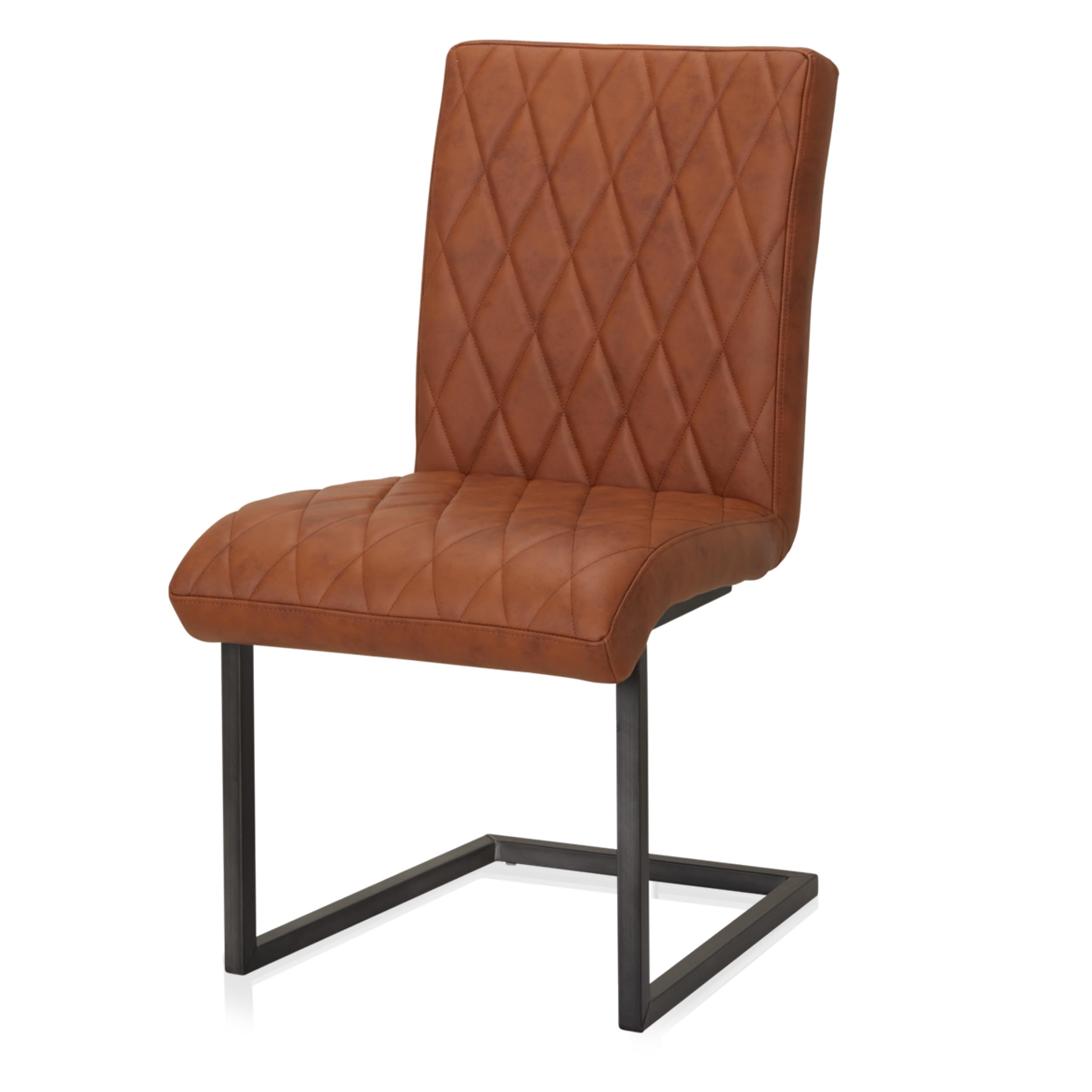 KHG Esszimmerstuhl Schwingstuhl braun Leder, Freischwinger bis 110 kg