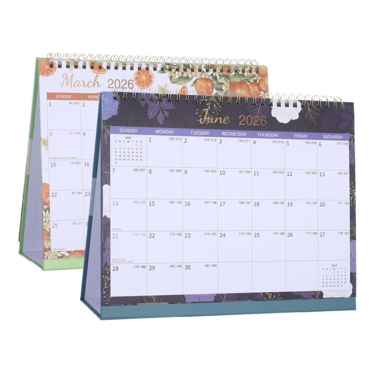 2 pezzi Planner da Scrivania Mensile Compatto con Rilegatura Doppia Spirale Organizzatore Resistente per Scuola Casa e Ufficio