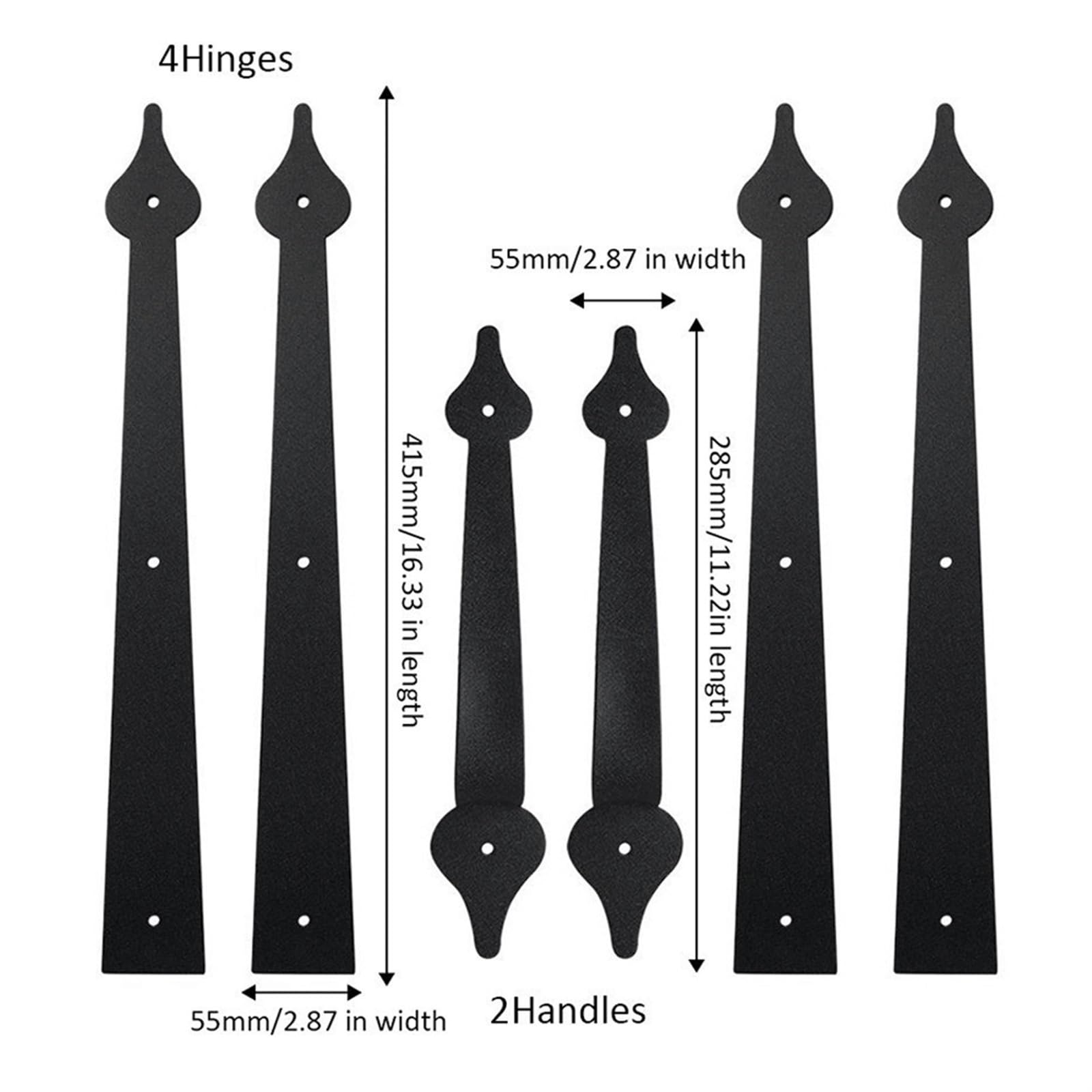 6 Manijas Decorativas For Bisagras De Puerta De Garaje, Kit De Herrajes De Acero For Puertas De Metal, Puertas De Madera Y Otros Herrajes.