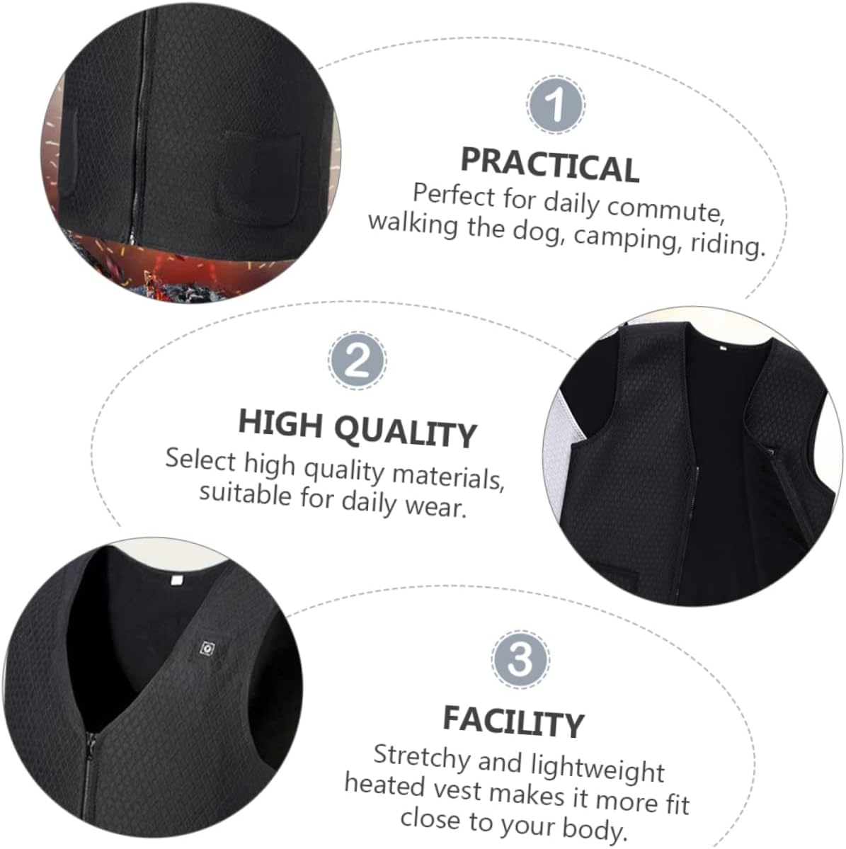 Heating Vest Heated Plate Women Vest Black Thermal Vest Unisex Thermal Vest Mens Vests Useful Heating