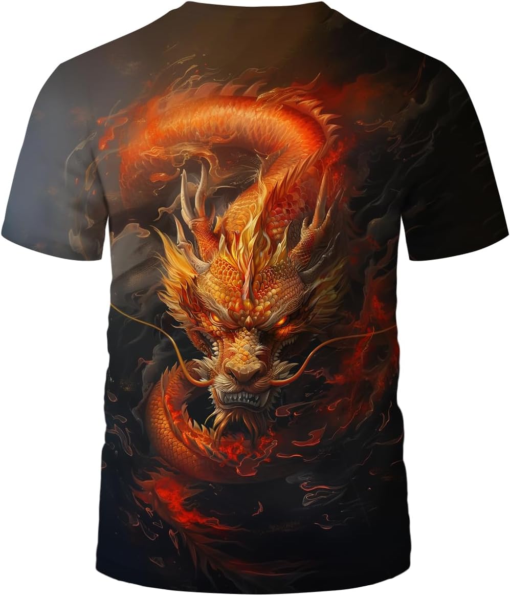 LAOLIUSN Traditional Chinese Dragon T-Shirt Funny Anime Graphic Tee Shirt - Image 3