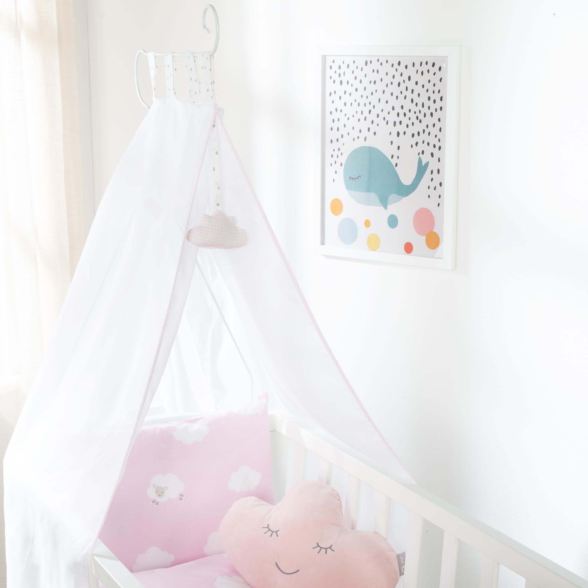 Kleine Wolke Culla e Lettino Design a Nuvola 40 x 90 cm Legno Bianco/Rosa