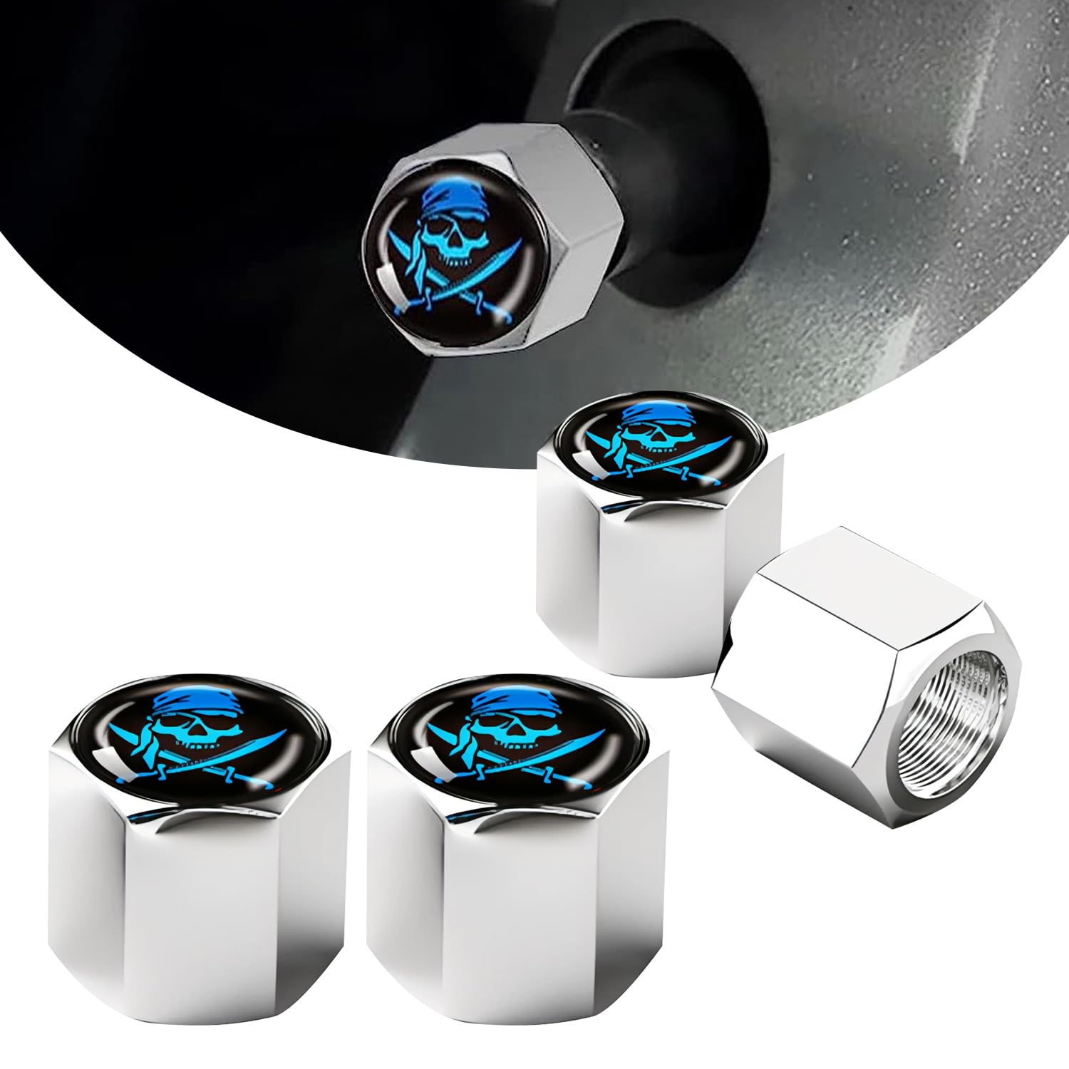 ZKFAR 4-Pack Hooded Skull Tire Valve Stem Caps: Aesthetic Dust Covers with Practical Trade-Offs