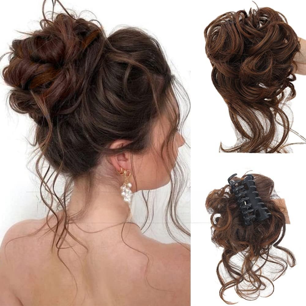 Chignon postiche bouclé en désordre idéal pour sublimer une coiffure de soirée chic