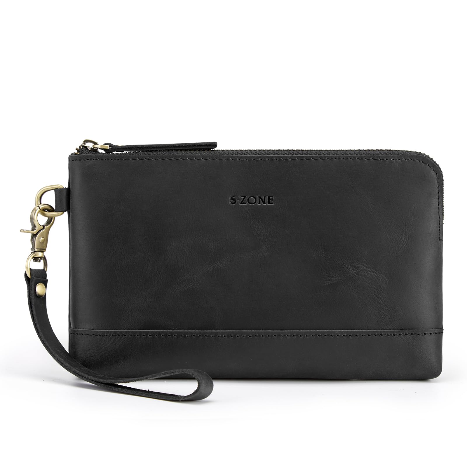 S-ZONE Leather Clutch Purses for Women Wristlet Wallets Small Clutch with Detachable Strap Card Holder Coin Purse