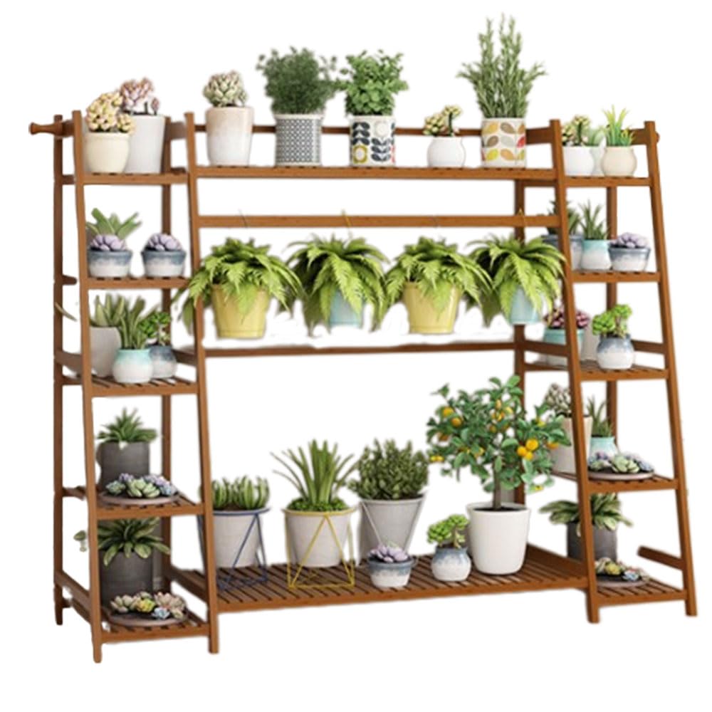 SnamicE Plant Stand Indoor Outdoor Plant Shelf Simple Flower Pot Rack Bamboo Plant Shelves Multiple Plant Pot Holder,