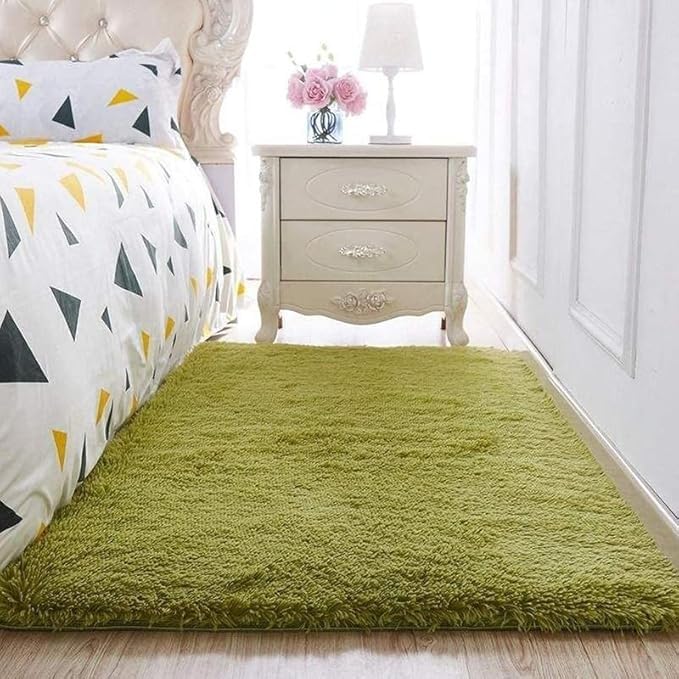 Image of Carpet for Living Room 5X7 FEET Modern Soft Shaggy Carpet Thick, Fluffy & 2 inch Pile Shag Rug for Your Kids Room, Bedroom & Livingroom (Green)