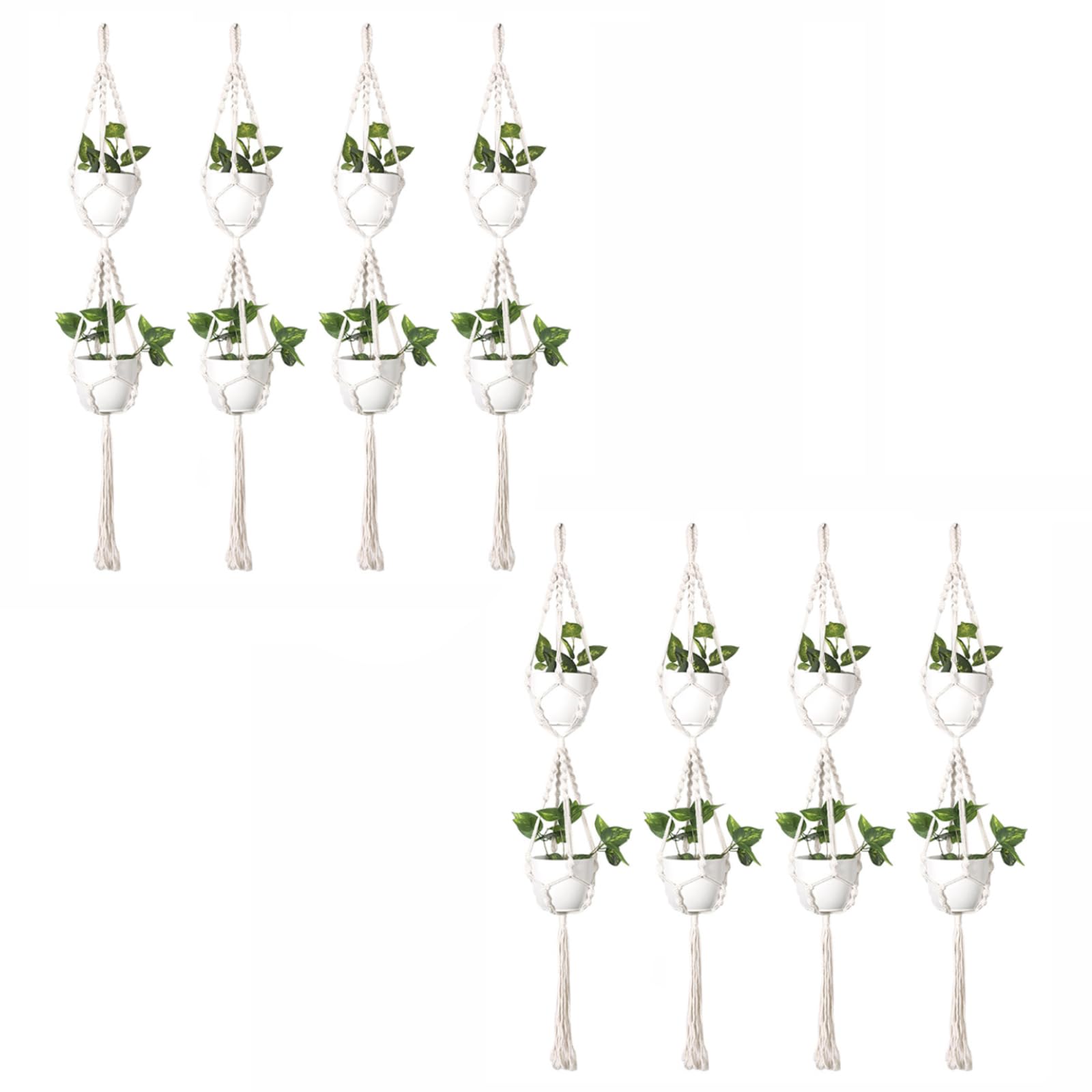 SagaSave Lot de 8 suspensions murales en macramé pour intérieur - Panier de fleurs décoratif (C)