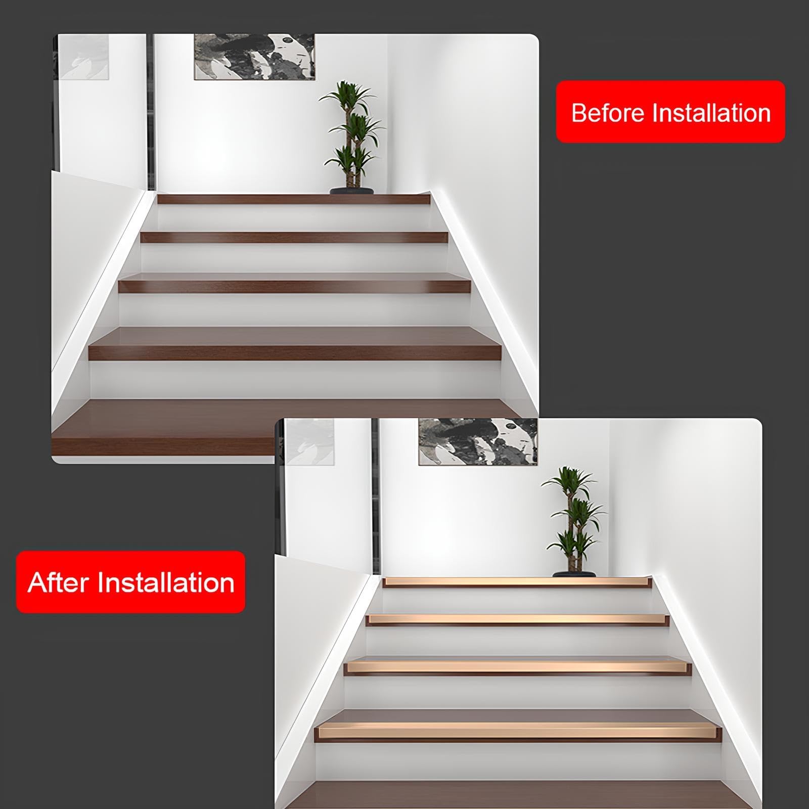 Tira Antideslizante para Peldaños de Escalera de 90 cm, Protector de Borde en Forma de L, Protección de Borde de Escalera para Uso Interior Y Exterior(Black,7x3x90cm)