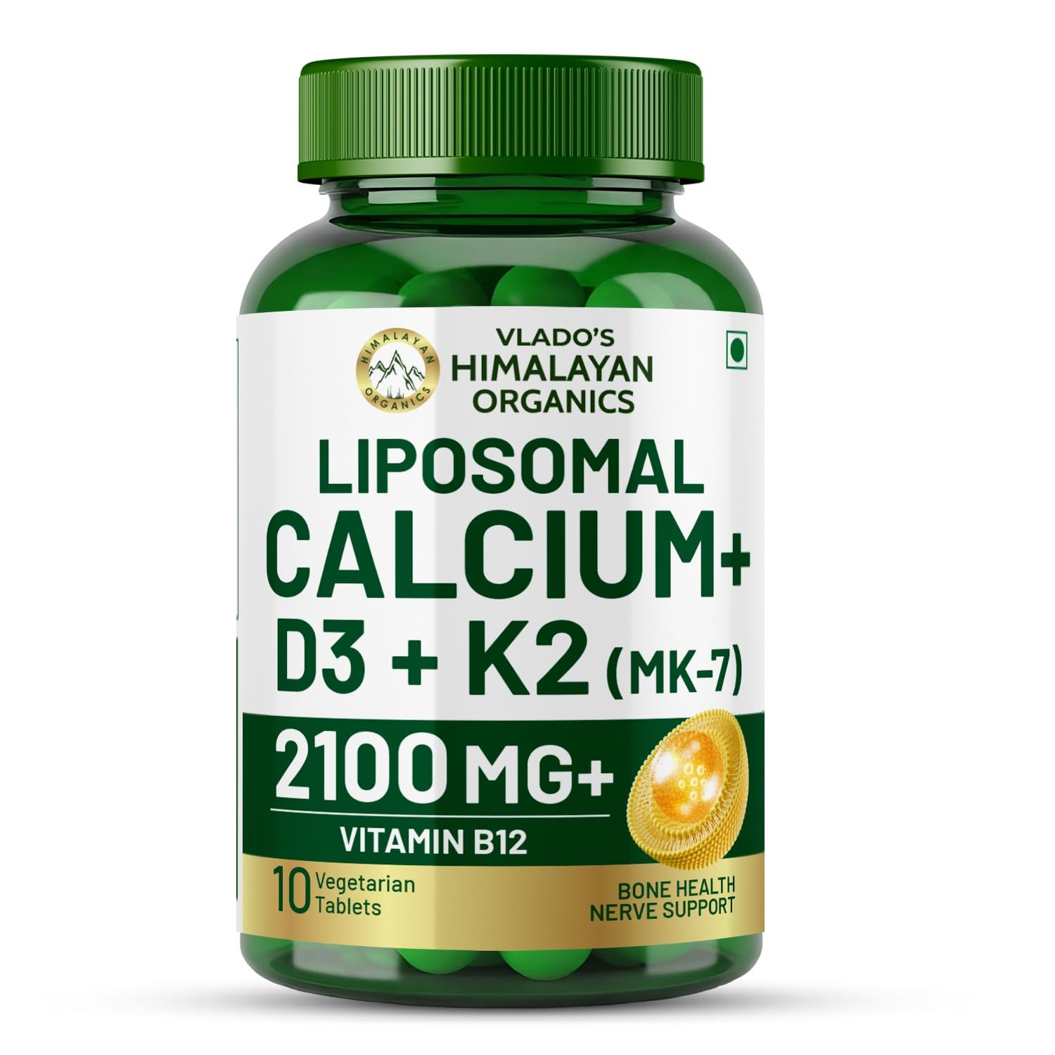vlado’s himalayan organics liposomal calcium 650mg supplement for men and women | better absorption | healthy bones and heart | recovery and joint support - 10 veg tablet