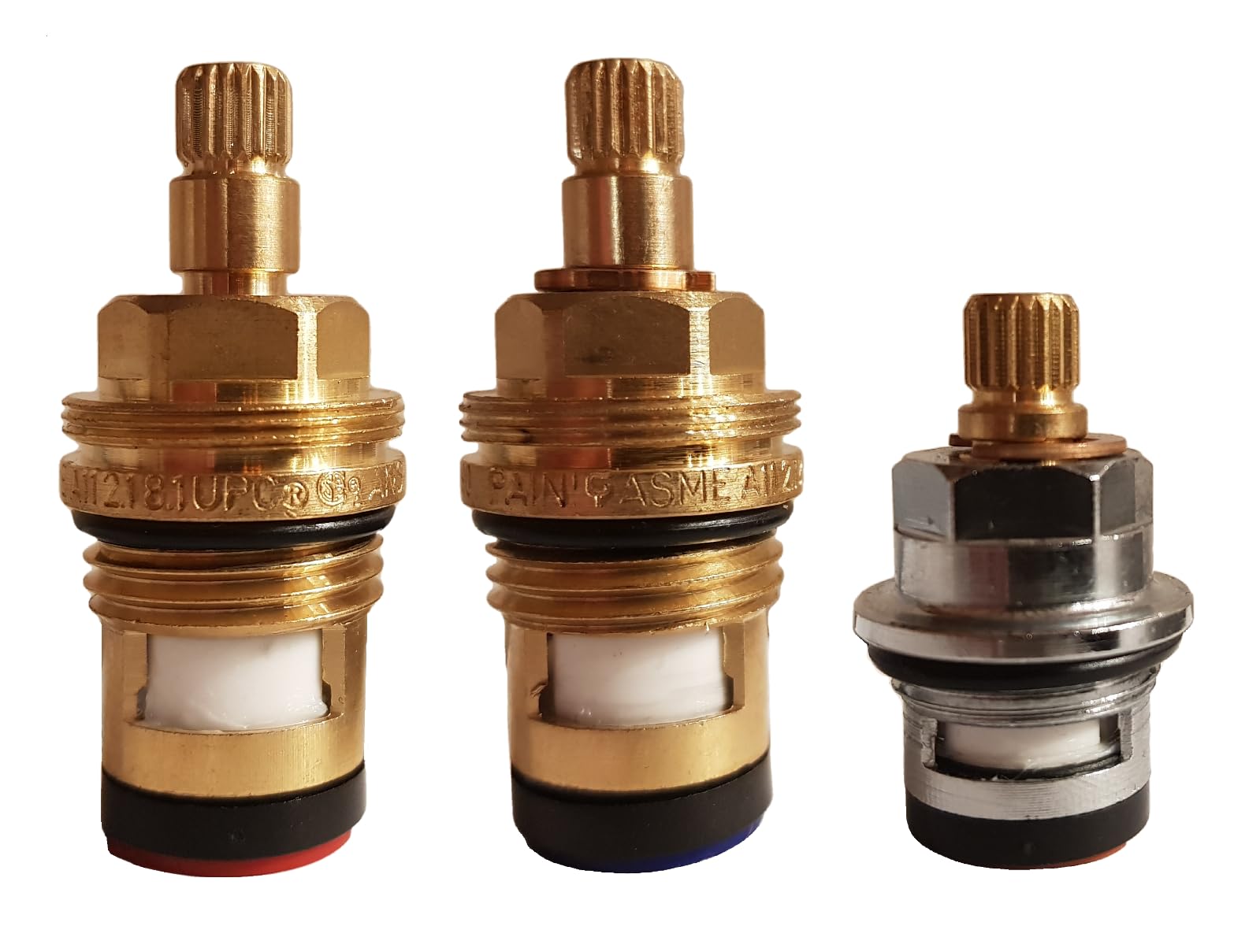 Ceramic valves cartridges, Inserts, Glands compatable with Torlan & Kelda Set of 3 Paini Italy hot and Cold Water valves, Type ASME A112.18.1UPC ANSI NSF61 KK GN90.