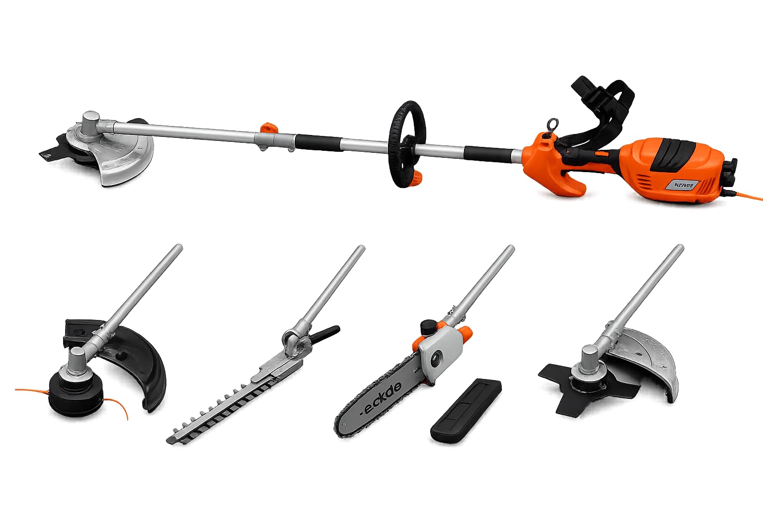 eSkde 4 in 1 Garden Multi Tool, 1000W, with Strimmer, Brushcutter, Hedge Trimmer and Chainsaw Pruner, 10m Cable
