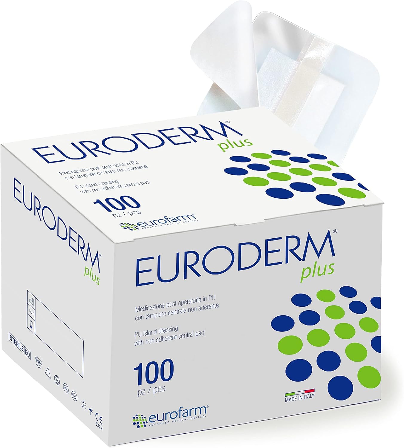 Euroderm Plus- 2 3/8 x 2 ¾ in- Clear Polyurethane Adhesive Island Wound Dressing,Waterproof,Bacteria Proof, Breathable,Non Stick Central Pad – 100 Pcs