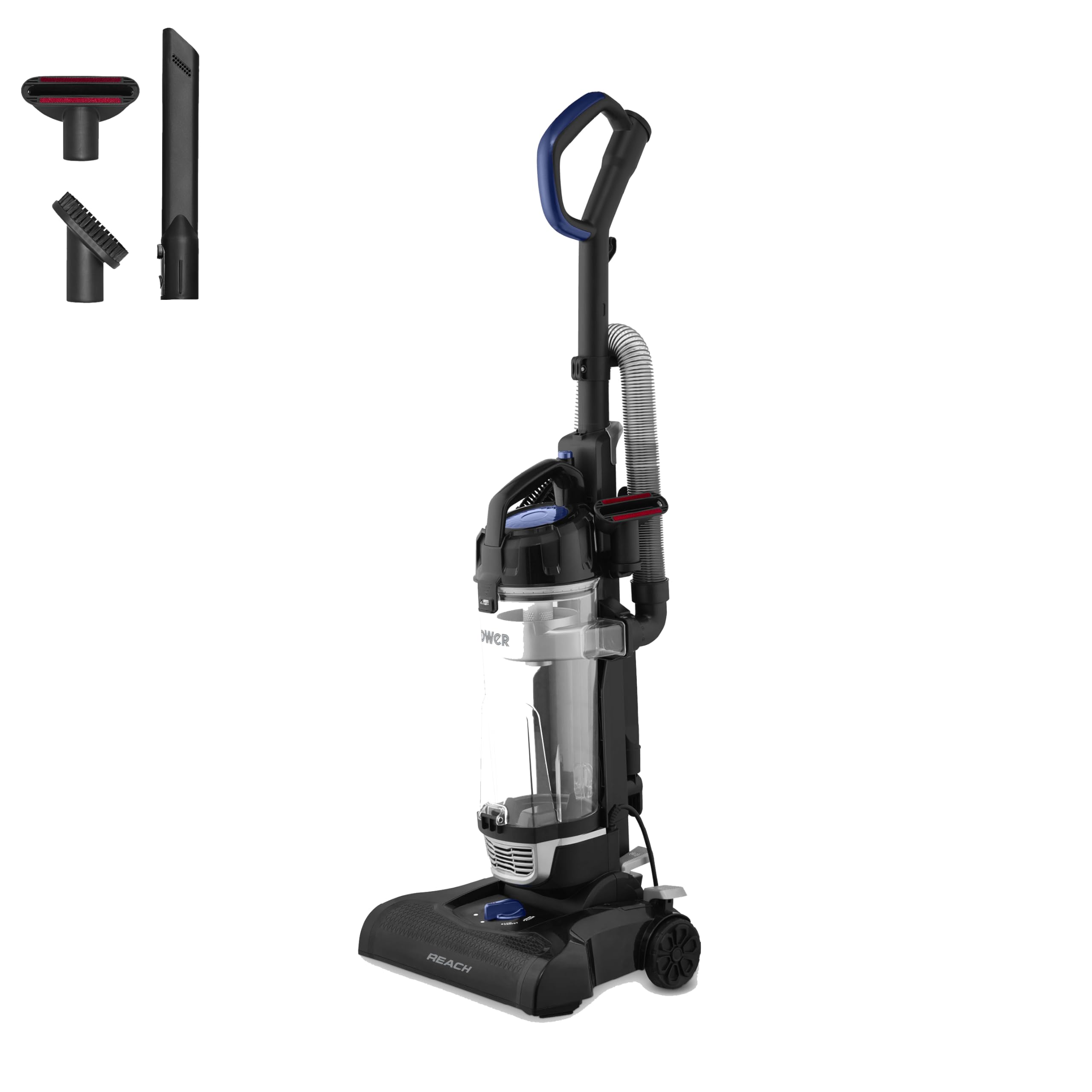 Tower TXP30 Reach Bagless Upright Vacuum Cleaner with Cyclonic Technology, Washable Filter, 2-in-1 Crevice Tool & Floor Brush, 4L Dust Capacity, 400W, Blue, T108001