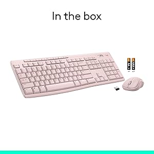 Logitech MK270 Wireless Keyboard and Mouse Combo for Windows, 2.4 GHz, 8 Multimedia Keys, PC, Laptop, Wireless Keyboard Compact Mouse Combo - Rose