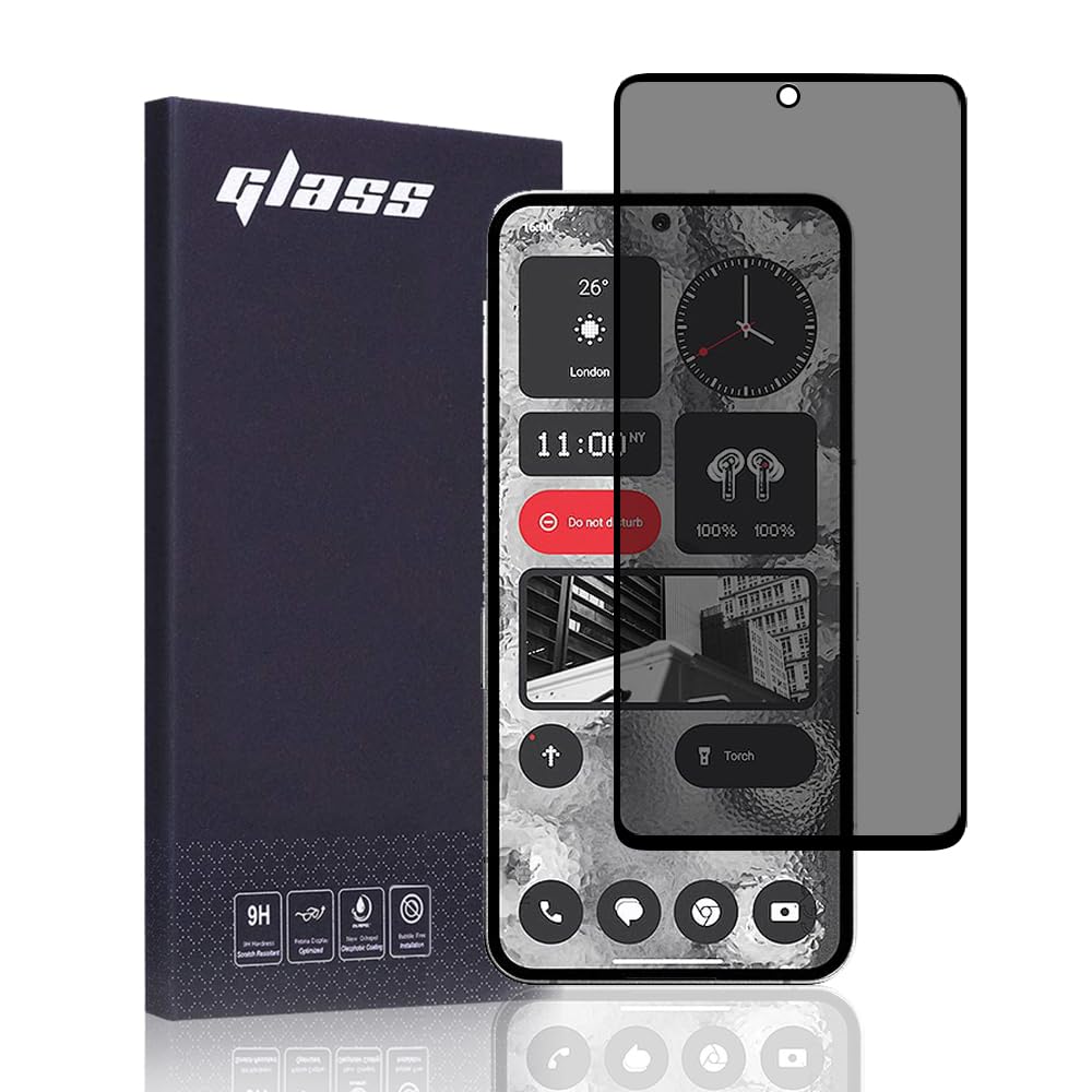 FiiMoo Privacy Screen Protector for Nothing Phone (2), Privacy Tempered Glass, Anti-spy Screen Protector, Privacy Screen Film, [Case Friendly] [9H Hardness] [Anti-scratch] Anti-spy Tempered Glass