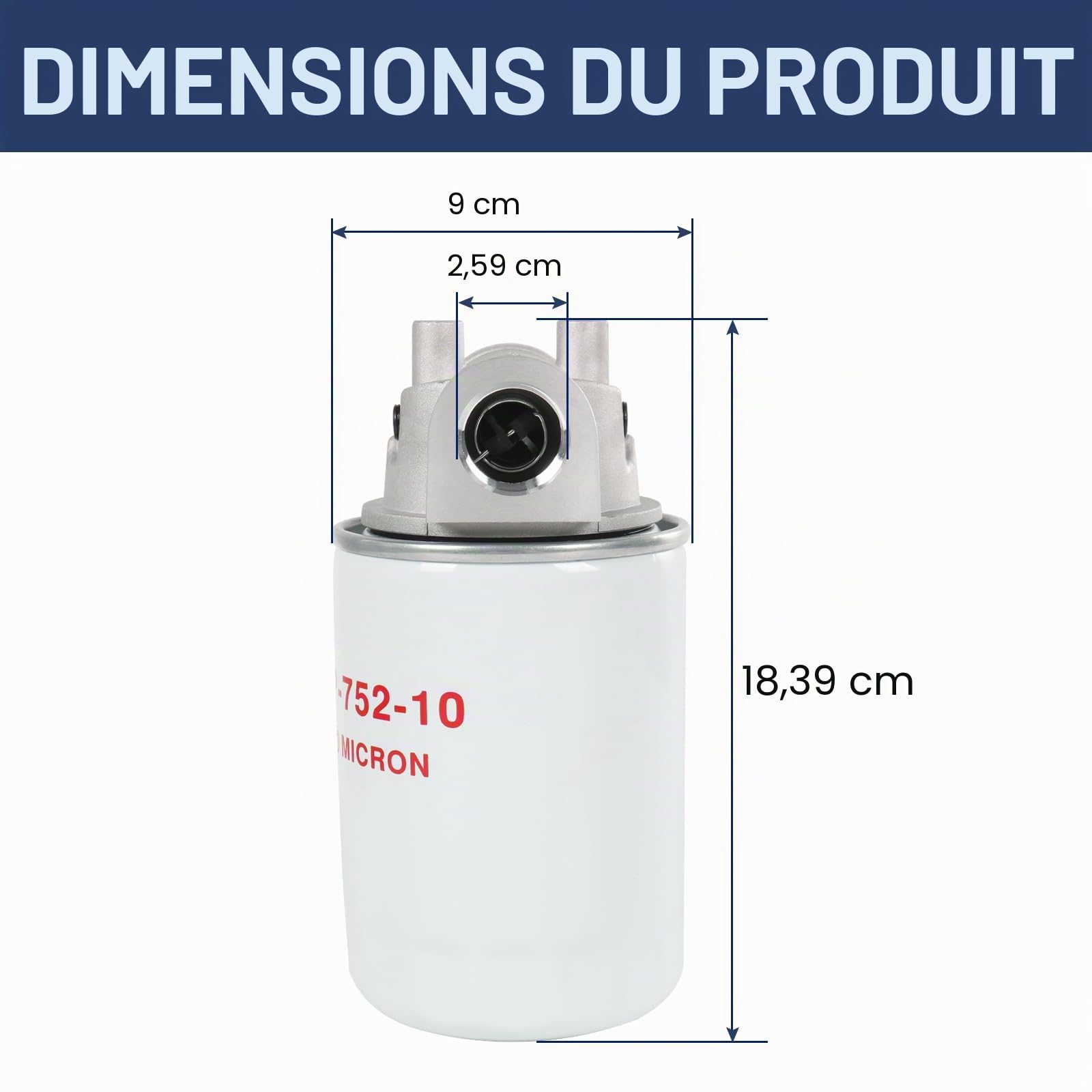 DICMIC Filtre à Huile hydraulique de 10 microns, Design Rotatif, Filtre de Ligne de Retour avec Port indicateur, débit de 20 GPM, 200 psi, Port NPTF de 1,9 cm, Remplacement # 221006