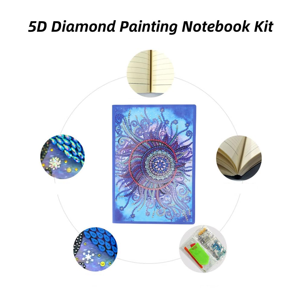 5D Diamond Painting Notebook Kit – Diario Fai-da-te Con Diamanti, Copertina Colorata, 21x15 Cm