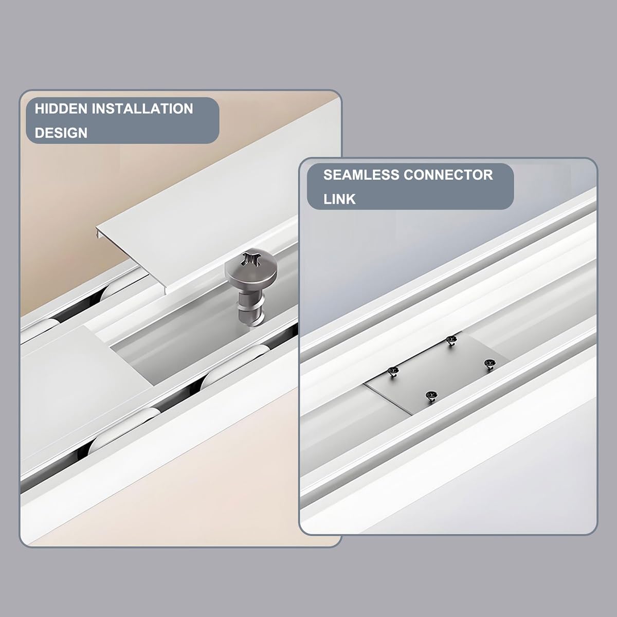 Rail de rideau plafond Double, Aluminium Rails pour Rideaux, Robustes Kit de Tringle à Rideaux avec Poulies À Lame d'acier, Silencieux Rails De Poulie pour Diviseur De Pièce(White,2.2m(7.2ft))