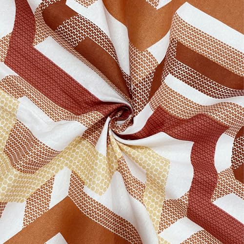 Image of Swayam Roto Cotton King Bedsheet with 2 Pillow Covers | Size 108 x 108 inch | 144 TC | Geometric Design | Soft Breathable Bed Sheet | Comfortable & Durable for Bedroom - Beige