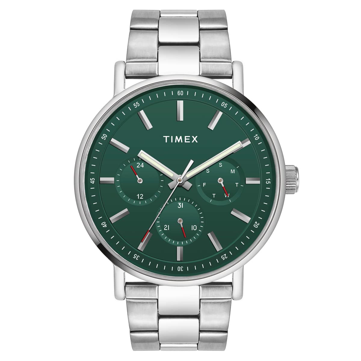 TIMEX Men Stainless Steel Analog Green Dial Watch-Tweg20017, Band Color-Silver (B0BT8119TF) Amazon Price History, Amazon Price Tracker