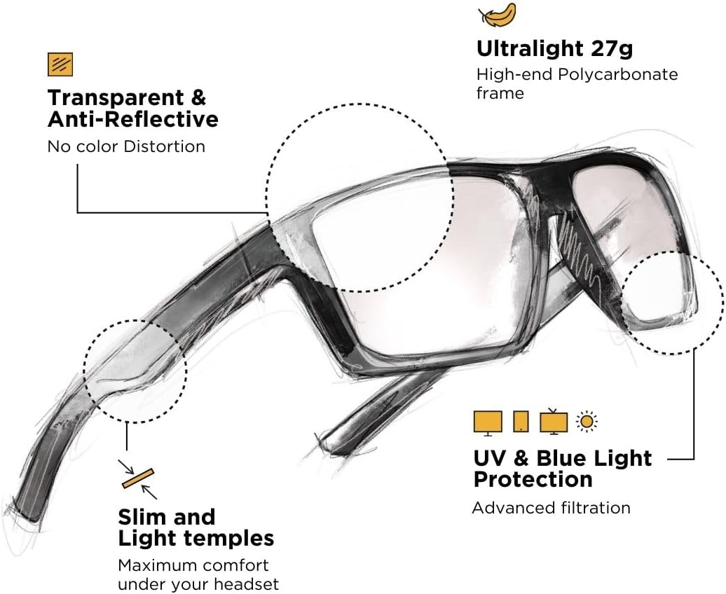 Horus X - Gaming Glasses | Blue Light Blocking Computer Screen Glasses | Anti Fatigue & Eyestrain for Men and Women 61AOJ3aiWyL. AC SL1080