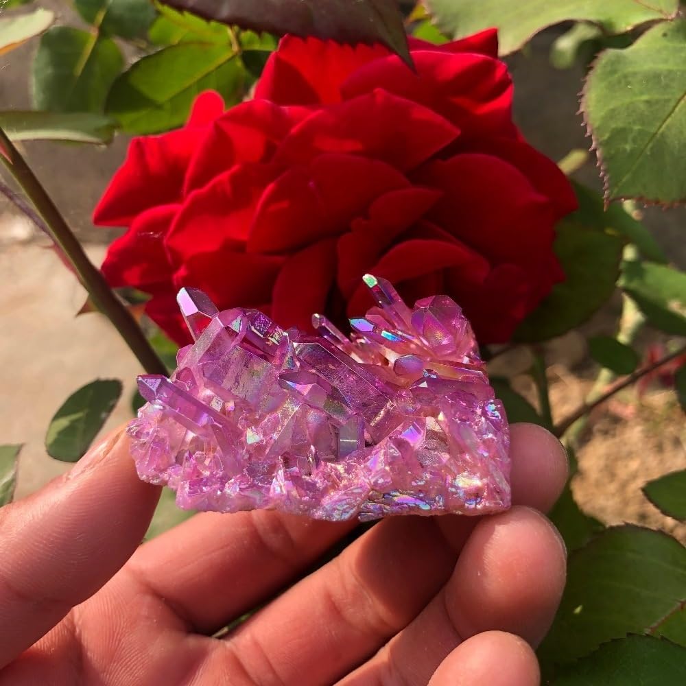 HSMXNEONJB Purple Flame Ring Quartz Crystal Cluster Ornaments (Size : 1pcs)
